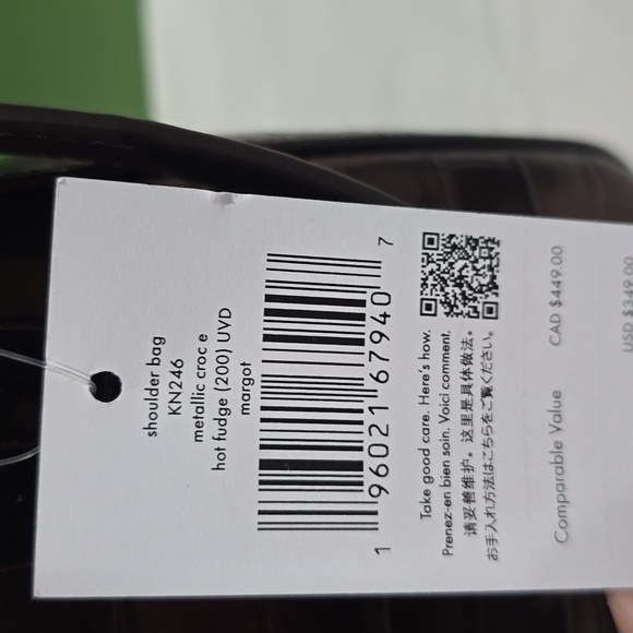 Kate Spade Margot Metallic Croc Embossed Convertible Shoulder Bag, Hot Fudge - Picture 12 of 12